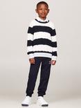 Tommy Hilfiger Kids' Mix Stripe Colour Block Jumper, Desert Sky/White