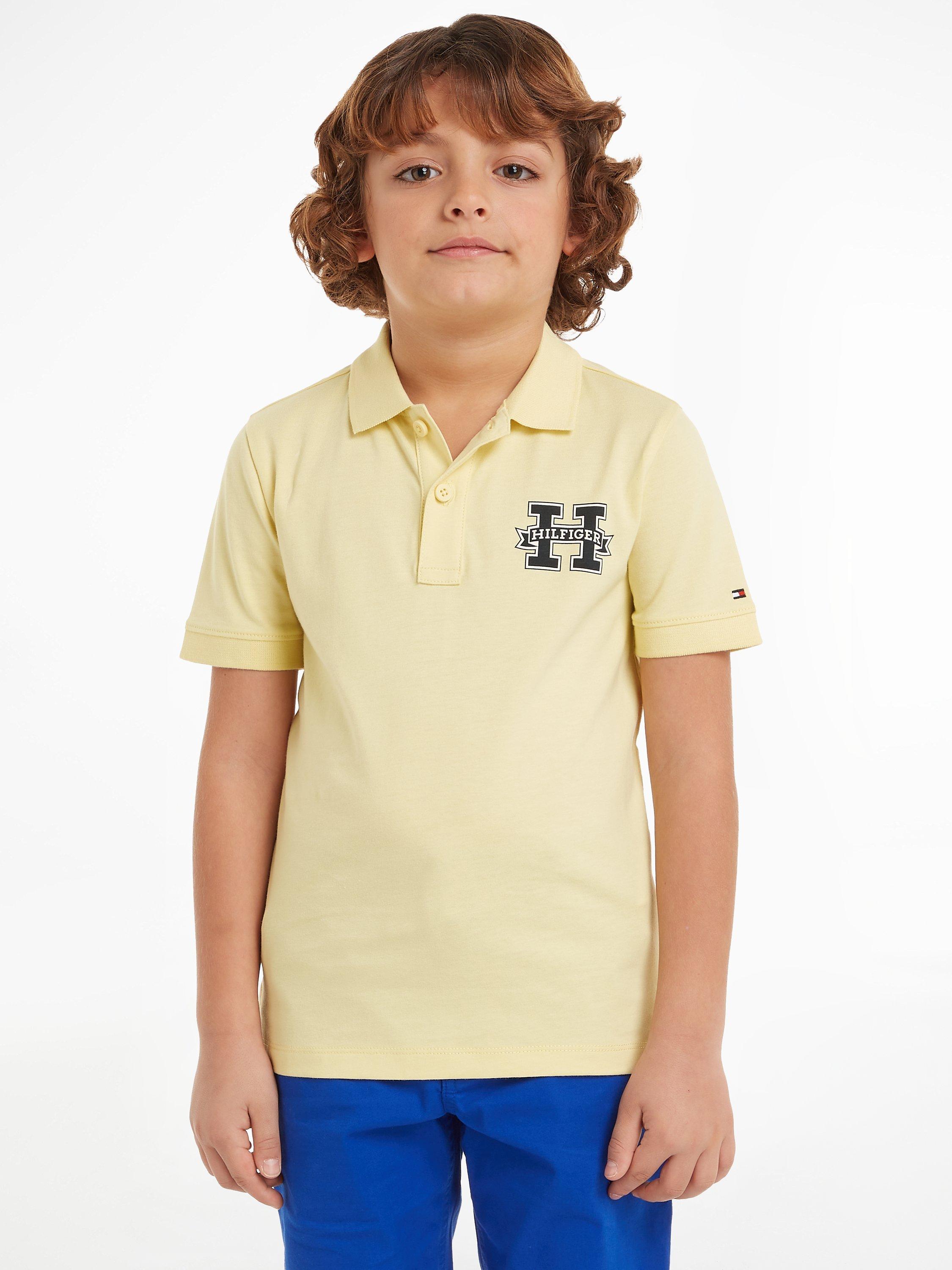 Tommy Hilfiger Kids' Badge Logo Regular Fit Polo Shirt, Lemon Zest