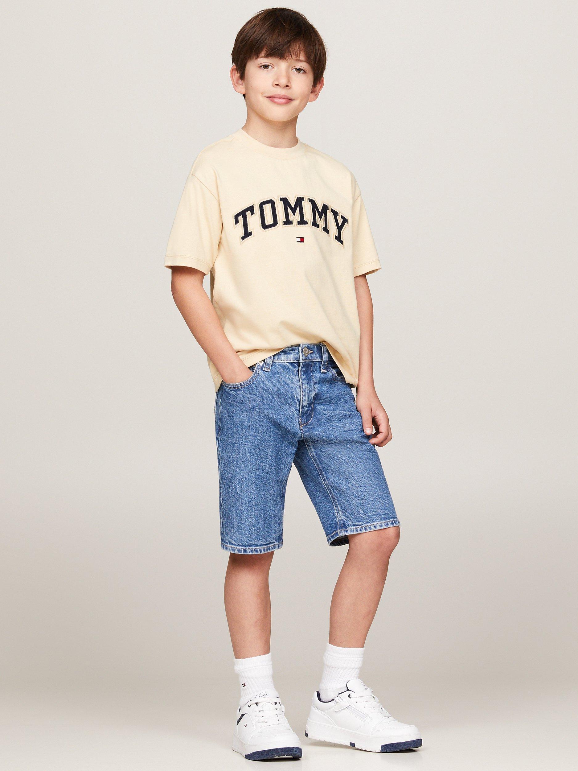 Tommy Hilfiger Kids' Logo Varsity Embroidered T-Shirt, Country Ivory