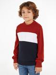 Tommy Hilfiger Kids' Logo Colour Block Sweatshirt, Red/White/Blue, Red/White/Blue