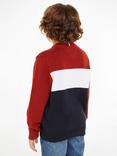 Tommy Hilfiger Kids' Logo Colour Block Sweatshirt, Red/White/Blue, Red/White/Blue