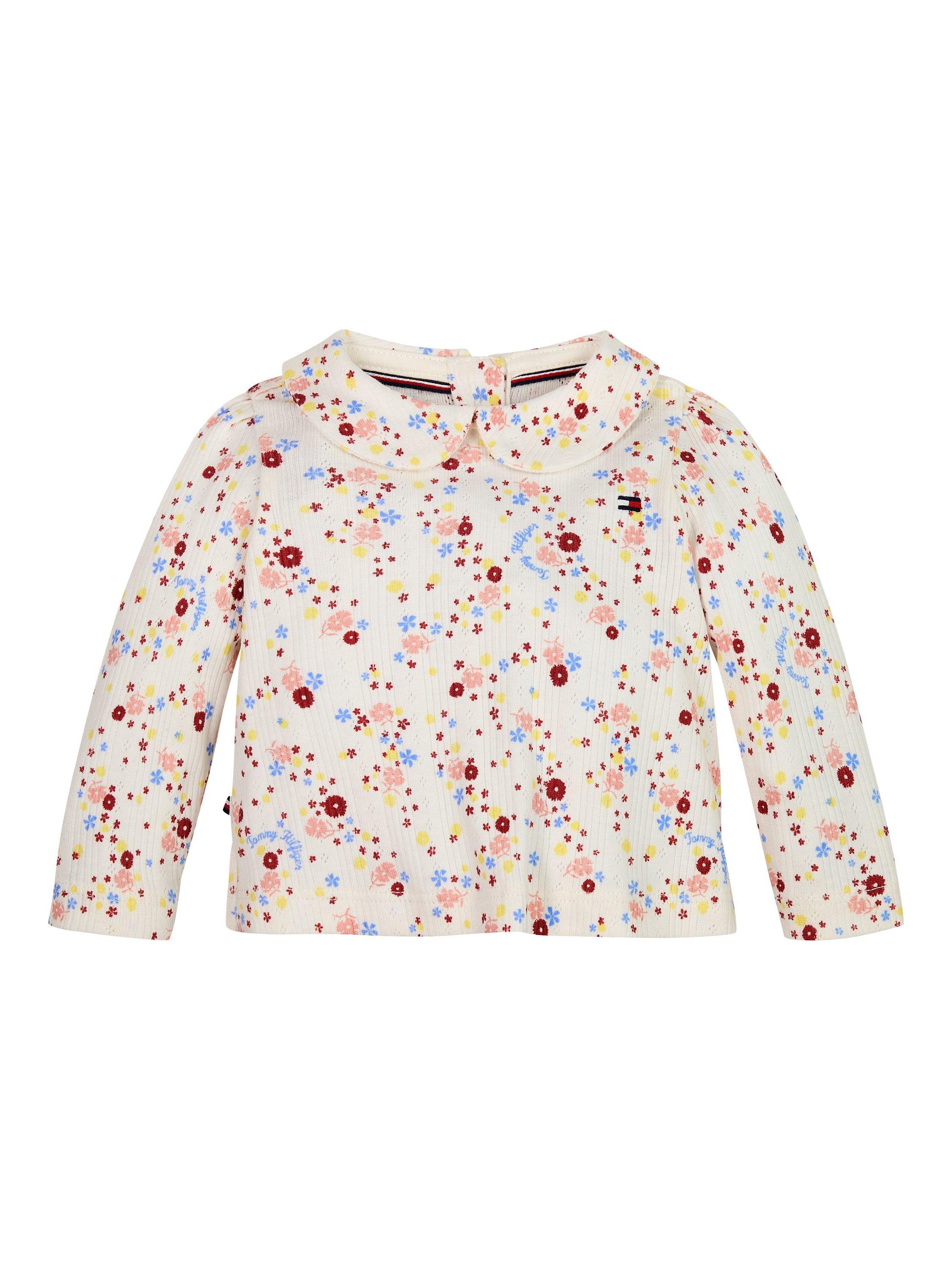Tommy Hilfiger Baby Floral Logo Print Long Sleeve Top, Ancient White Flower