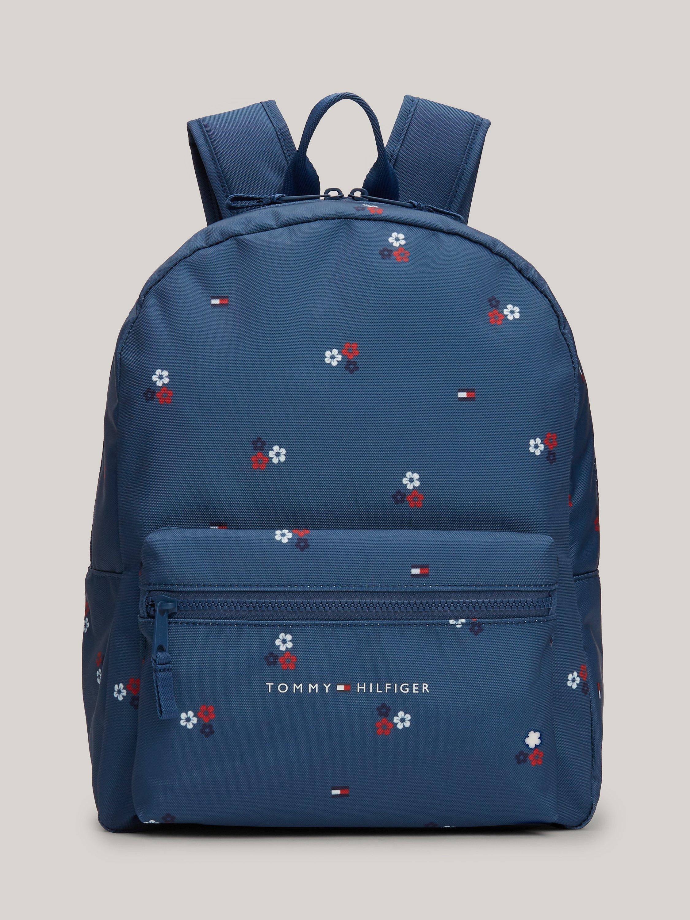 Tommy Hilfiger Kids Logo Floral Print Essential Backpack Blue
