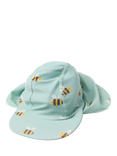 Lindex Baby UPF 50+ Bee Print Sun Protection Swim Cap, Light Turquoise