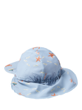 Lindex Baby UPF 50+ Sea Life Print Sun Protection Swim Cap, Light Dusty Blue