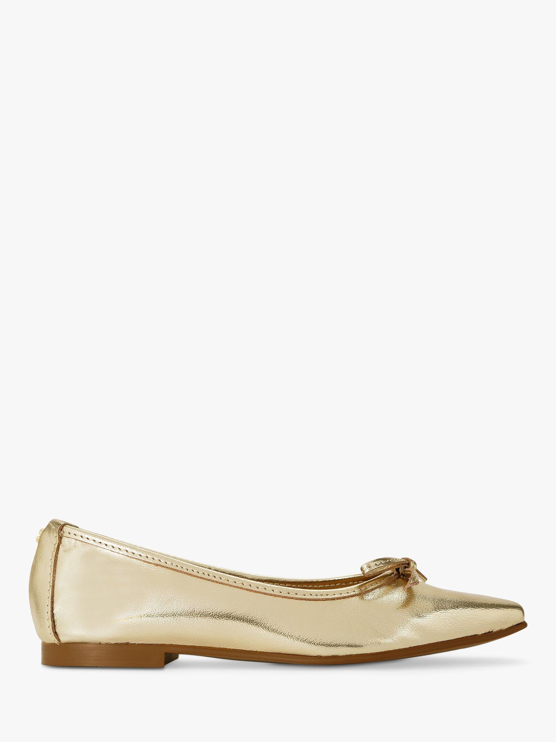 Carvela Mya Bow Leather Ballerina Pumps, Gold