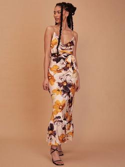 Rewritten Pollenca Cowl Neck Floral Print Maxi Dress, Multi - view 2, Multi