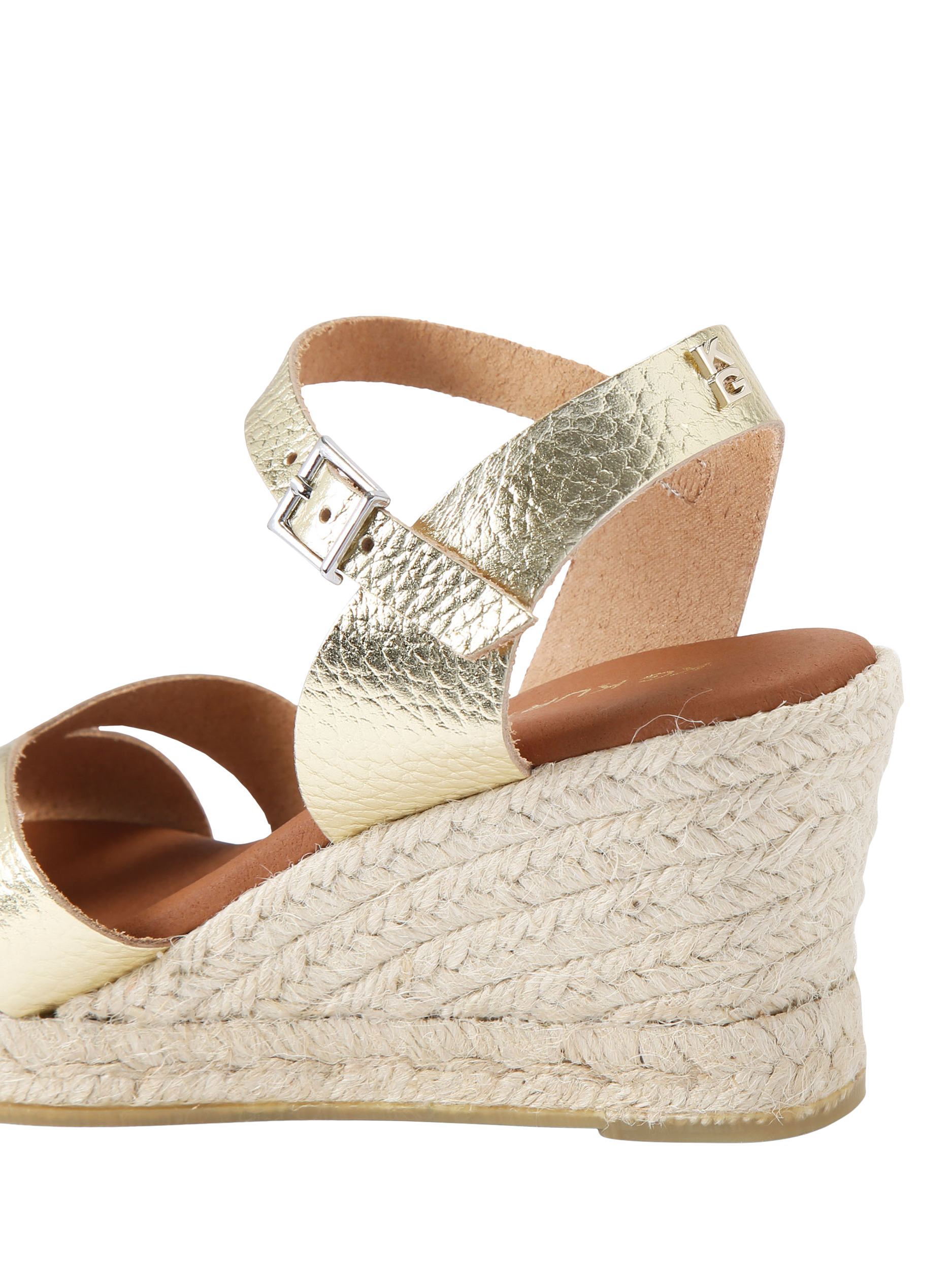 Product image 4 of 5, which shows KG Kurt Geiger Pama Espadrille Wedge Sandals, Gold, 3
