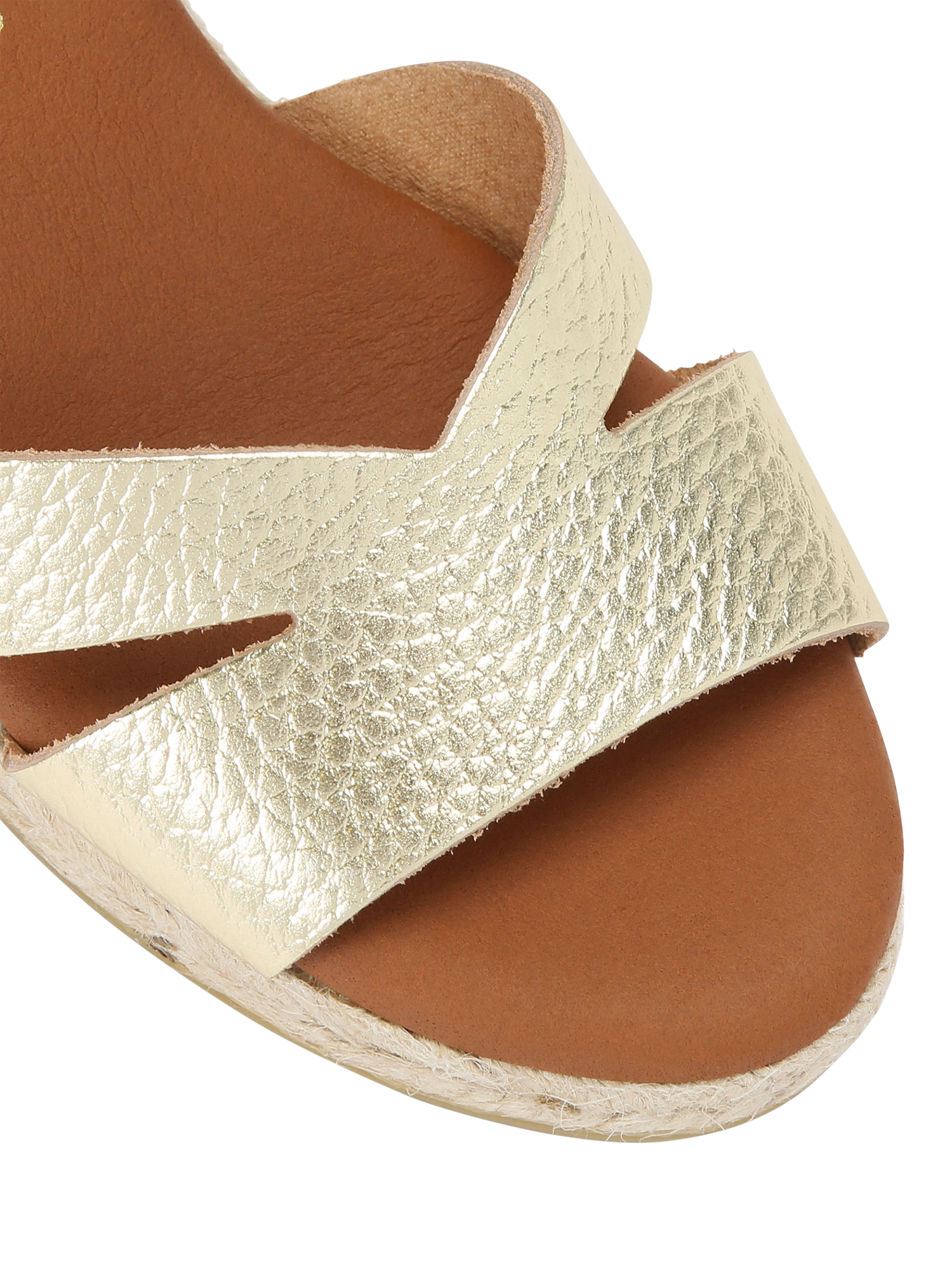 Product image 5 of 5, which shows KG Kurt Geiger Pama Espadrille Wedge Sandals, Gold, 3