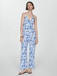 Mango Garci Floral Jumpsuit, Medium Blue