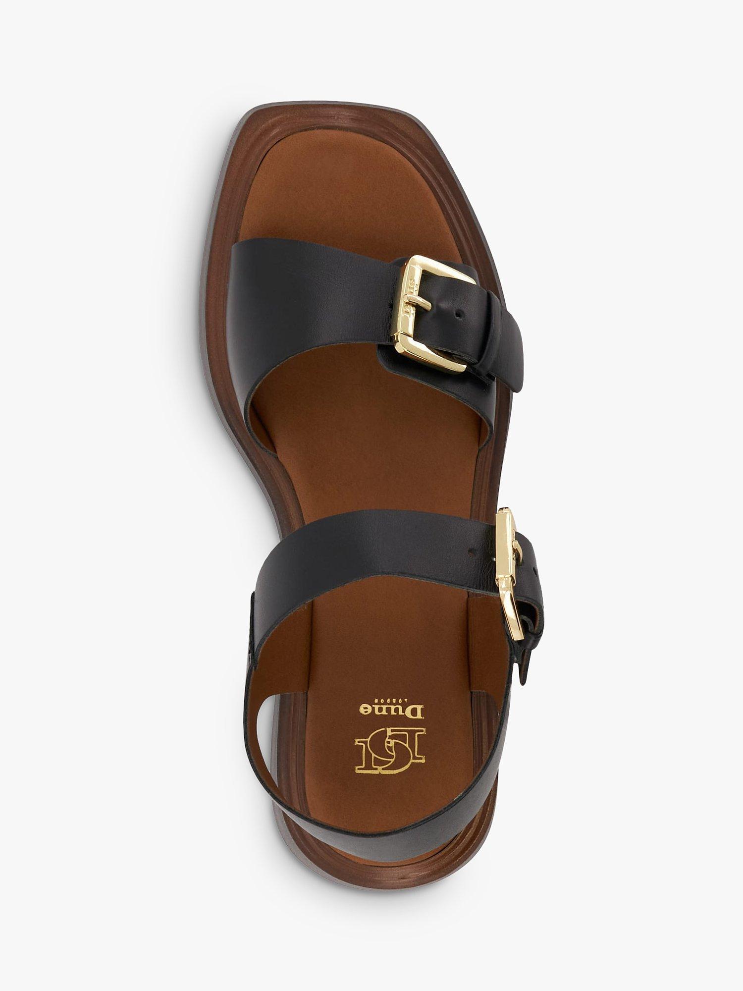 Product image 4 of 6, which shows Dune London Loells Leather Flatform Sandals, Black, 7