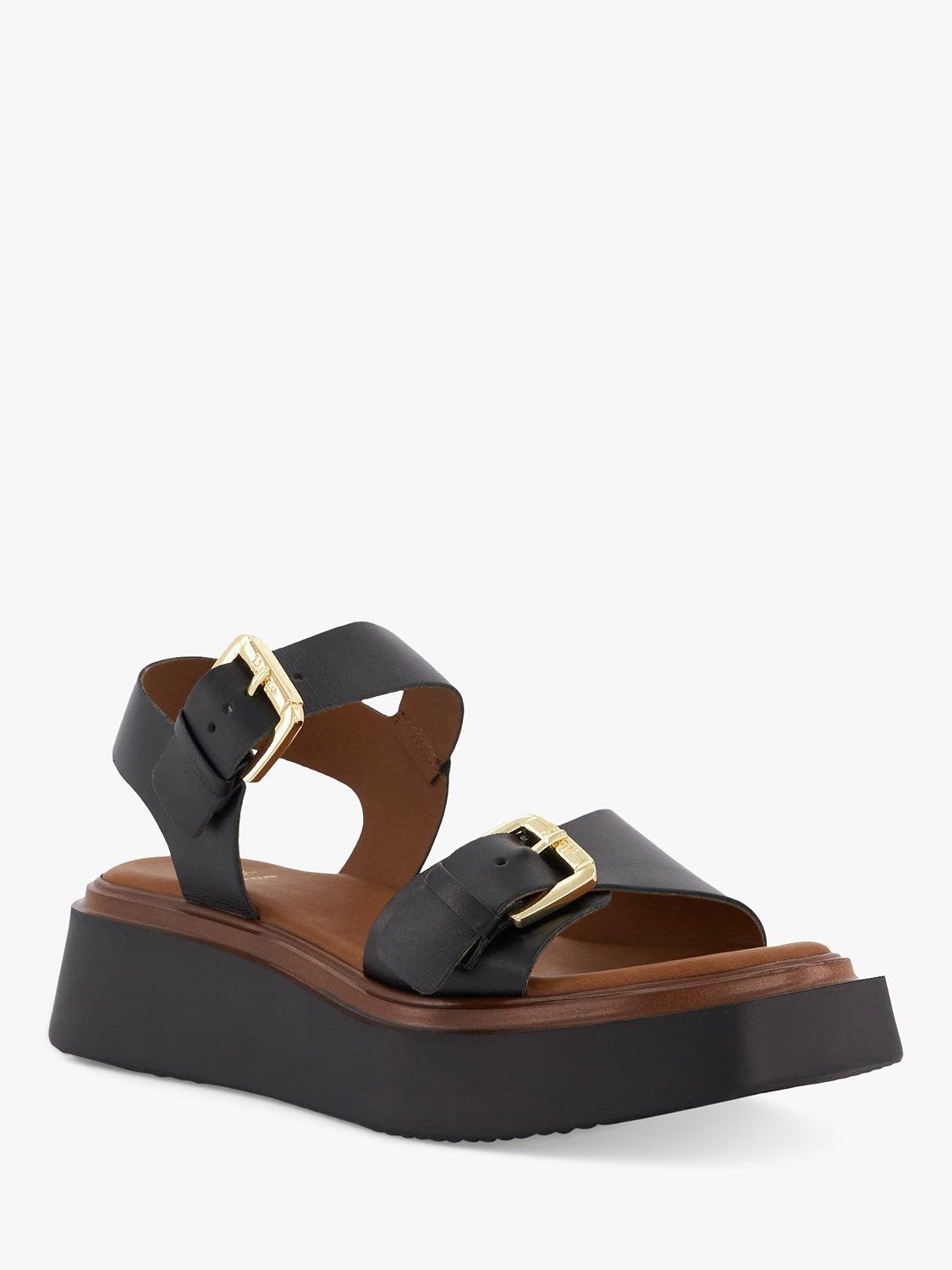 Product image 2 of 6, which shows Dune London Loells Leather Flatform Sandals, Black, 7
