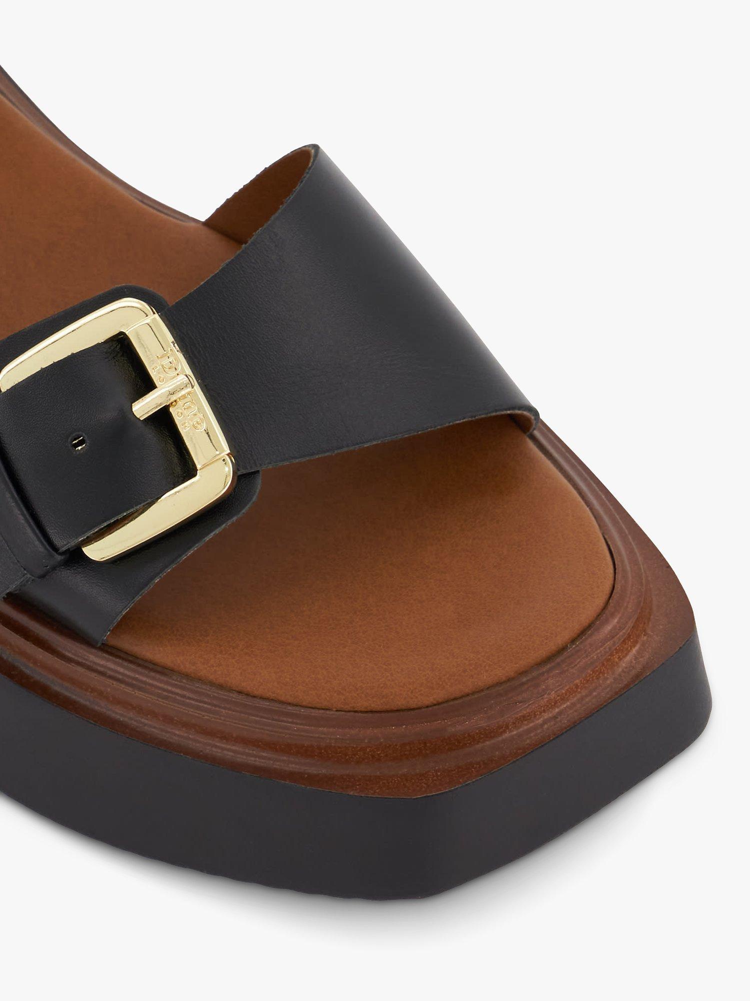 Product image 5 of 6, which shows Dune London Loells Leather Flatform Sandals, Black, 7