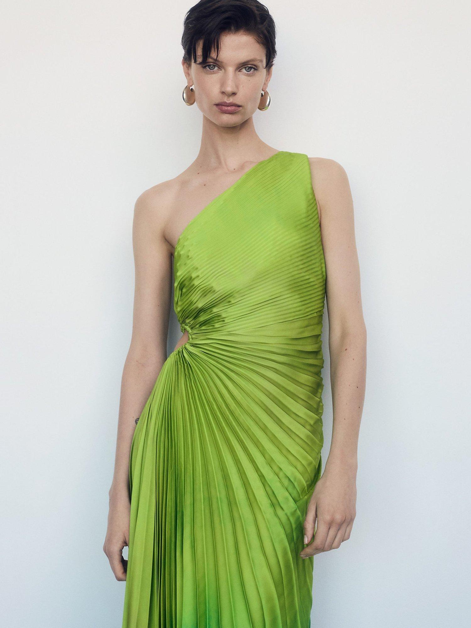 Mango green dress 2019 hotsell