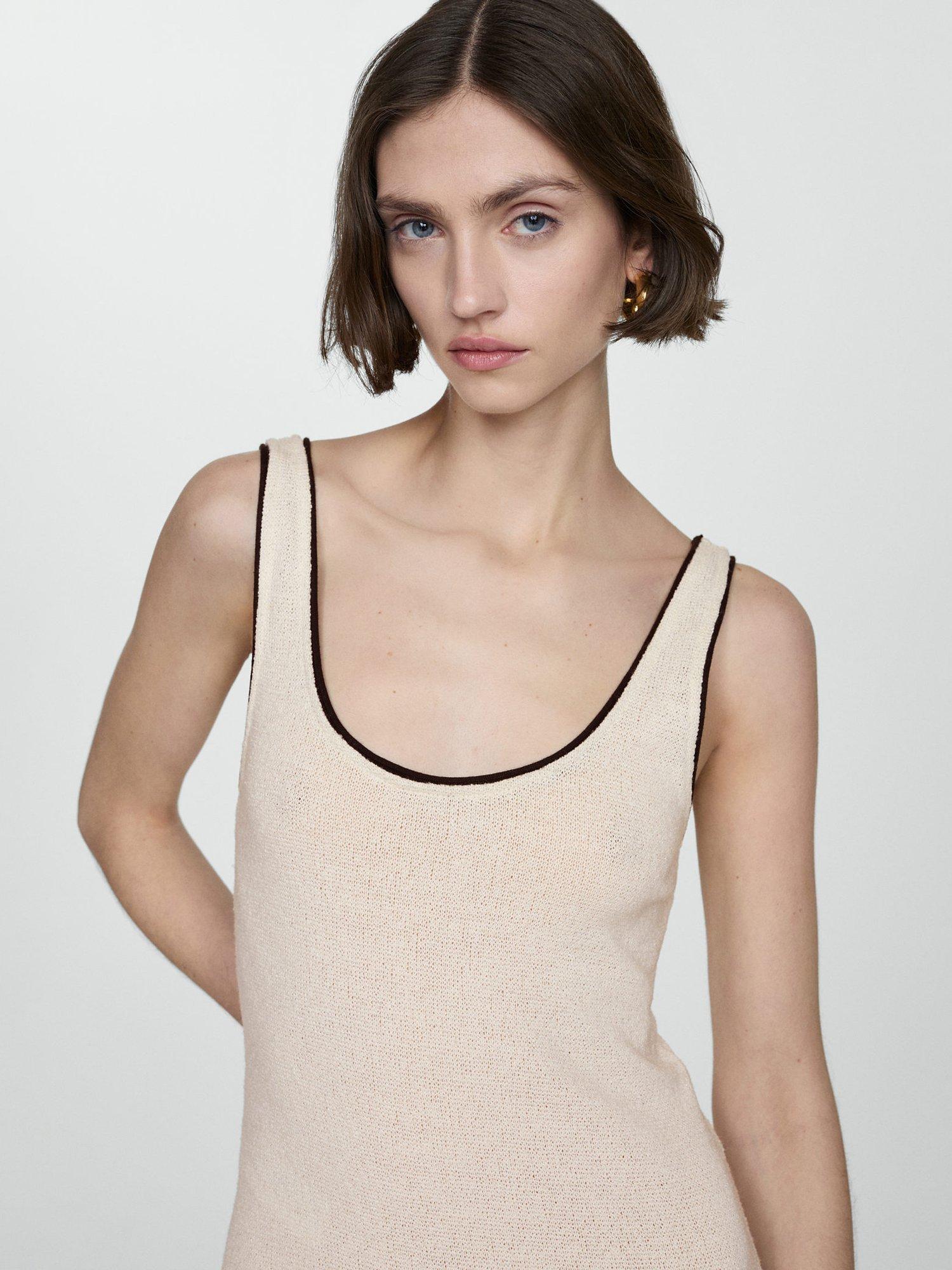 Mango Matildo Side Slit Midi Dress, Beige