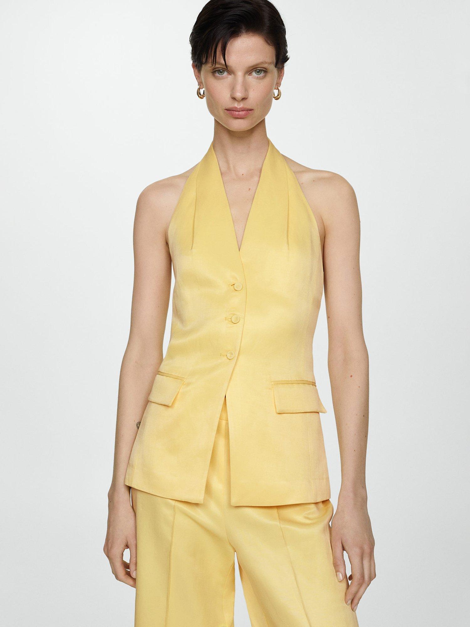 Mango Limone Halter Waistcoat, Yellow