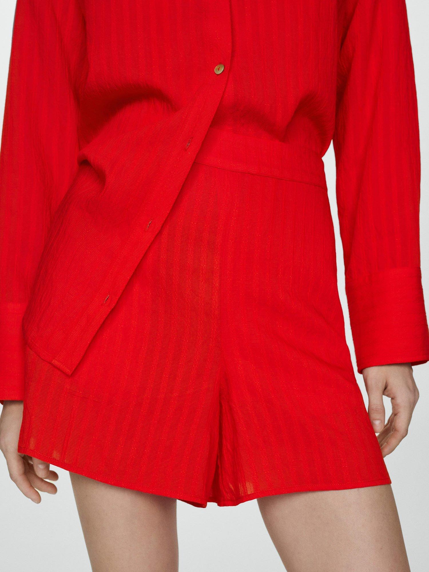 Mango Celestia Stripe Shorts, Red