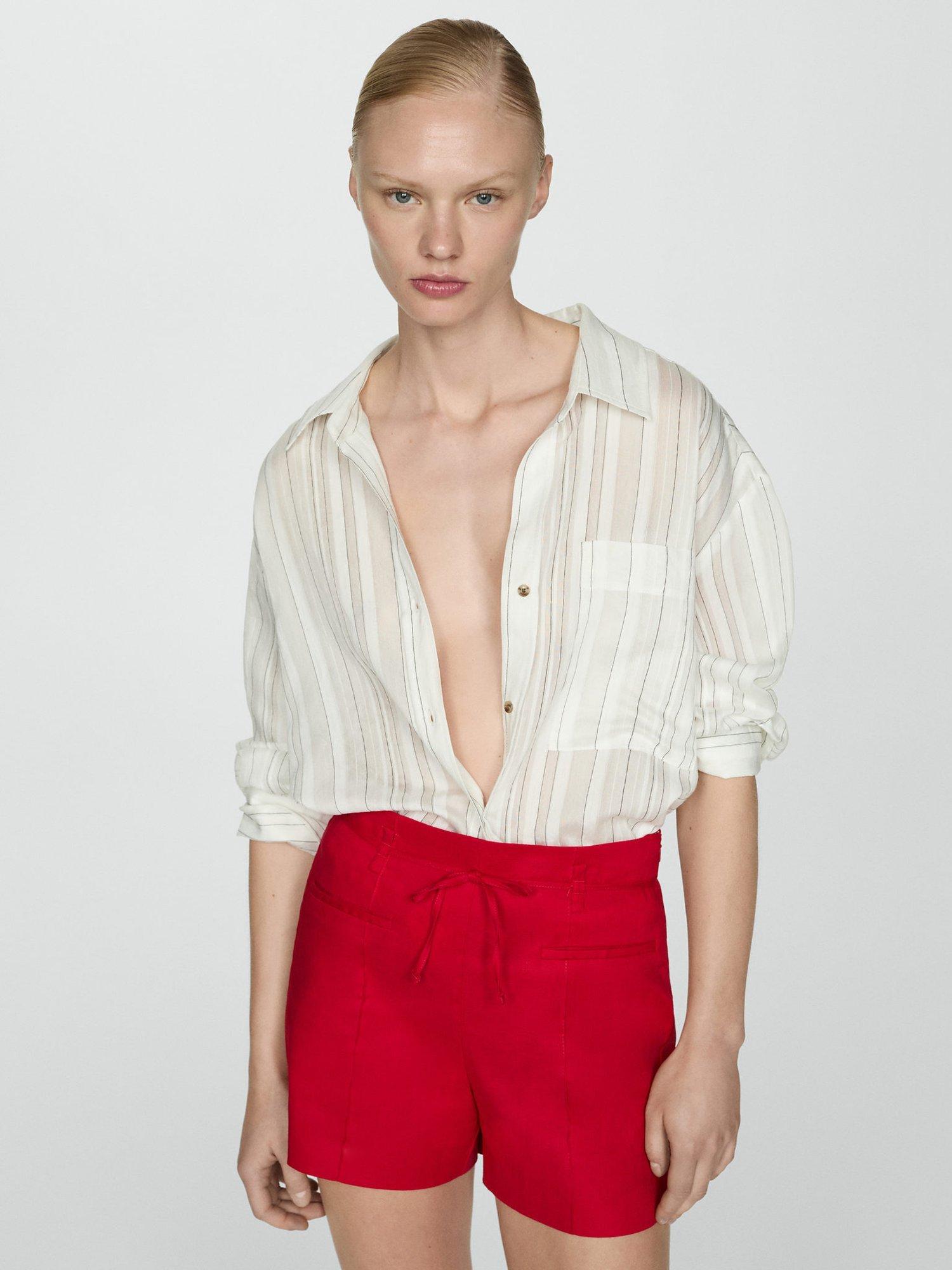 Mango Rio Linen Blend Shorts, Red