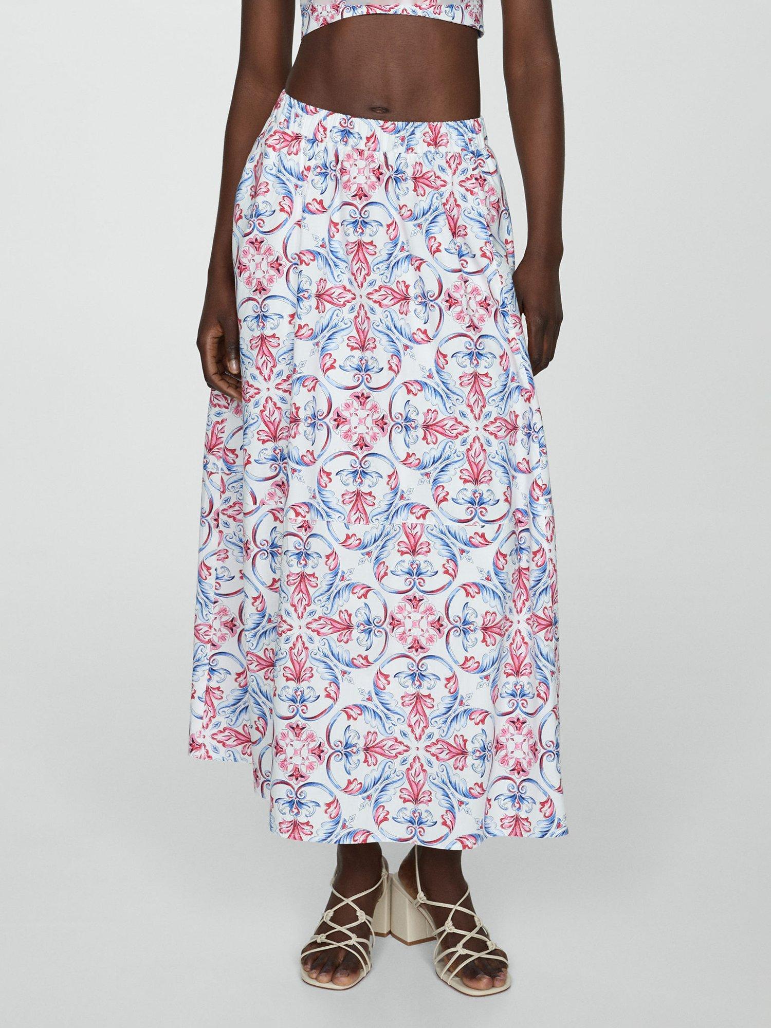 Mango Mars Floral Skirt, Red