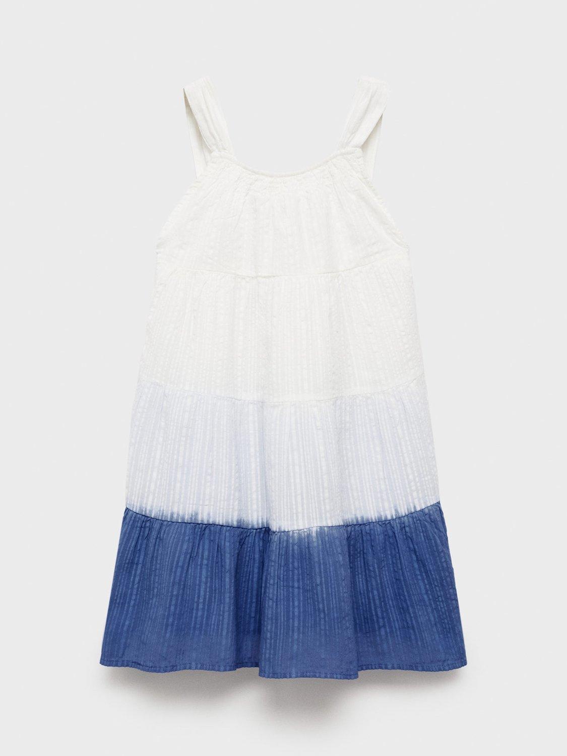 Mango Kids' Selena Cotton Ombre Dress, Medium Blue