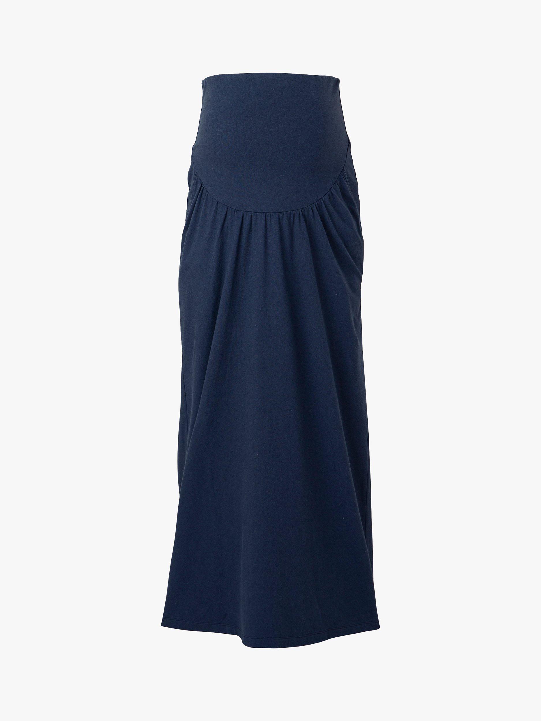Product image 2 of 4, which shows Frugi Favourite Organic Cotton Blend Maxi Maternity Skirt, Indigo, 12