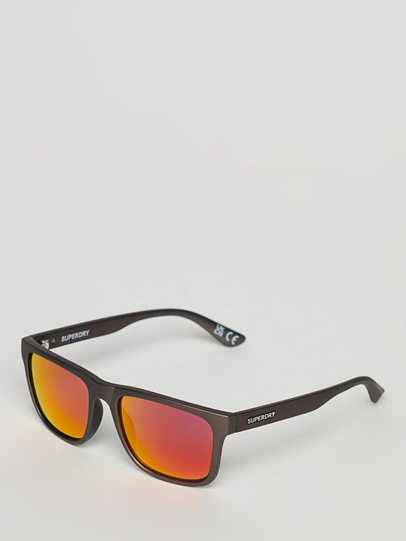 Superdry Men's SDR Rectangular Roamer Sunglasses, Matte Brown/Red Mirror, One Size