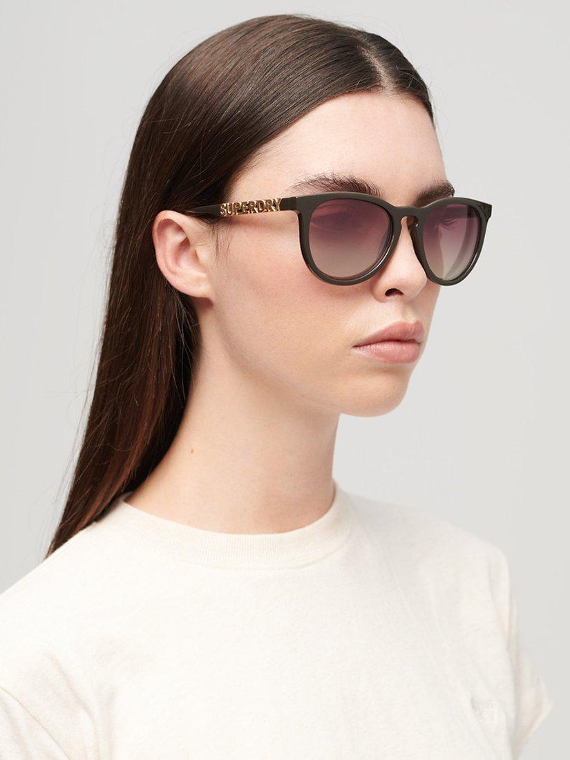 Product image 4 of 5, which shows Superdry Women's SDR Keyhole Round Sunglasses, Dark Brown/Pink Fade