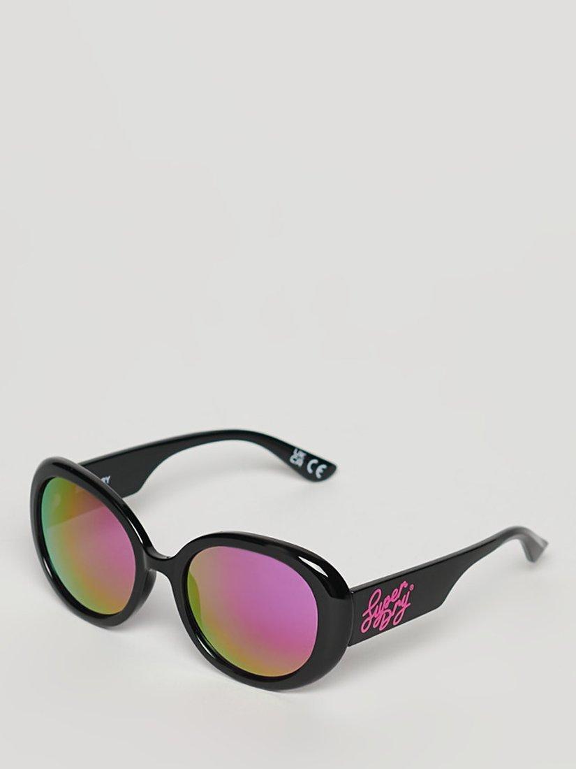 Superdry Women's SDR Oversized Bug Sunglasses, Black/Pink, One Size