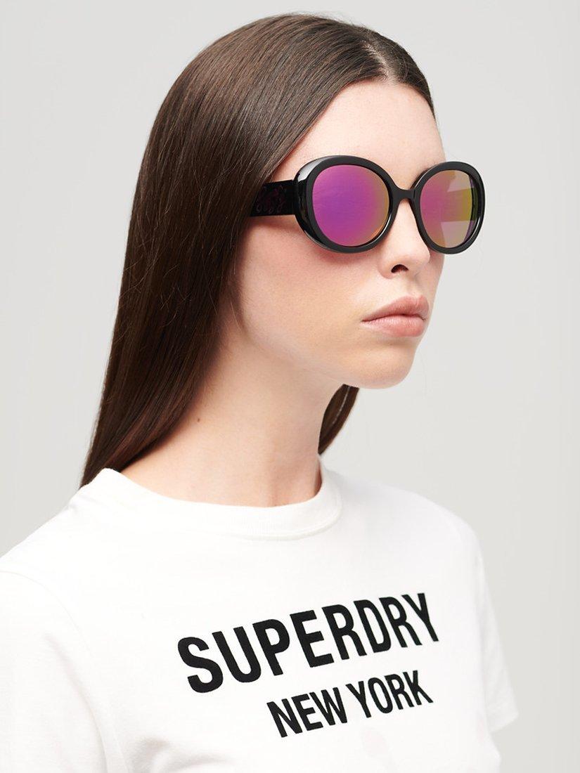 Superdry Women's SDR Oversized Bug Sunglasses, Black/Pink, One Size