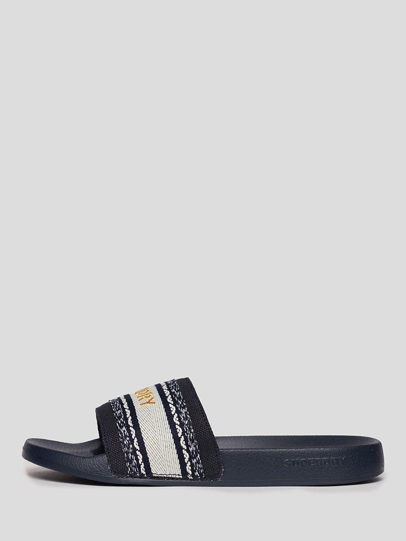 Product image 1 of 4, which shows Superdry Vegan Webbing Pool Sliders, Truest Navy, 3-4
