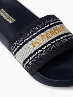 Superdry Vegan Webbing Pool Sliders, Truest Navy - view 2, Truest Navy