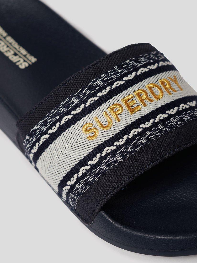 Product image 3 of 4, which shows Superdry Vegan Webbing Pool Sliders, Truest Navy, 3-4