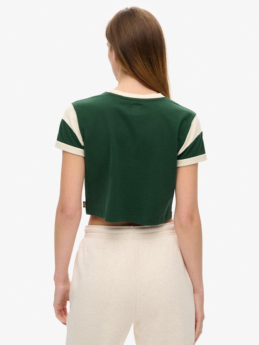 Product image 3 of 6, which shows Superdry Athletic Graphic Ringer T-Shirt, Enamel Green, 8