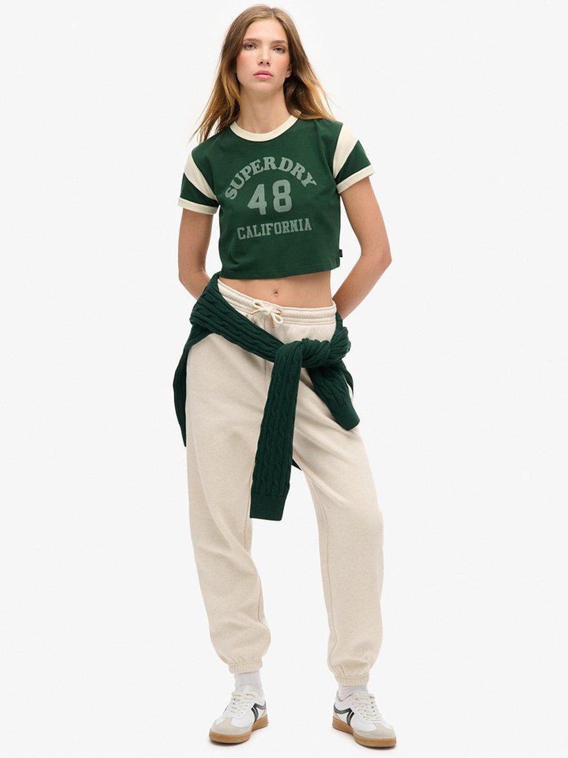 Product image 2 of 6, which shows Superdry Athletic Graphic Ringer T-Shirt, Enamel Green, 8
