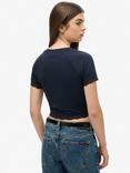 Superdry 90s Lace Trim T-Shirt, Eclipse Navy