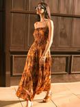 Baukjen Anais Botanical Print Dress, Tangerine/Multi, Tangerine/Multi
