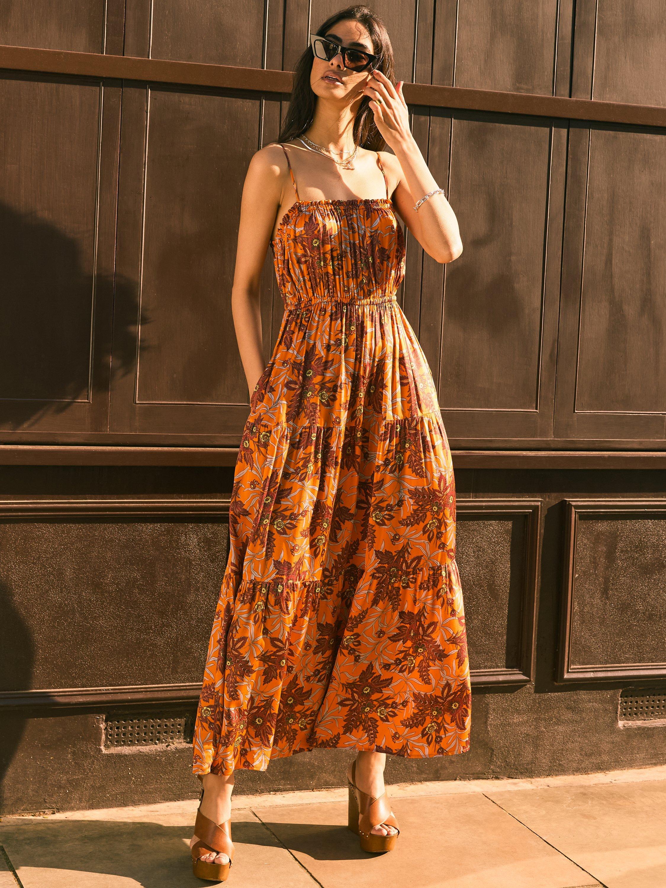 Product image 4 of 5, which shows Baukjen Anais Botanical Print Dress, Tangerine/Multi, 12