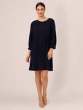 Adrianna Papell Pleated Knit Shift Dress, Blue Moon