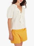 Traffic People Falls Frill Textured Stripe Shirt, Cream, Cream