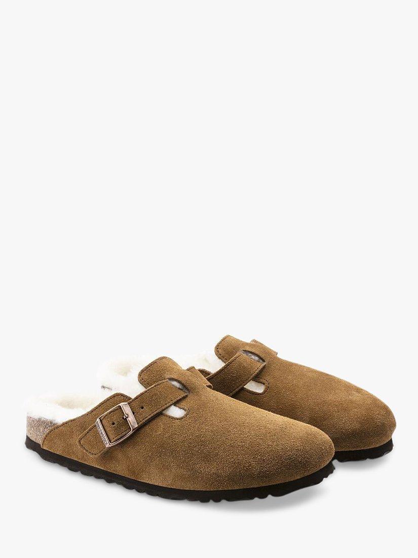 Birkenstock Boston Shearling Suede Clogs Mink