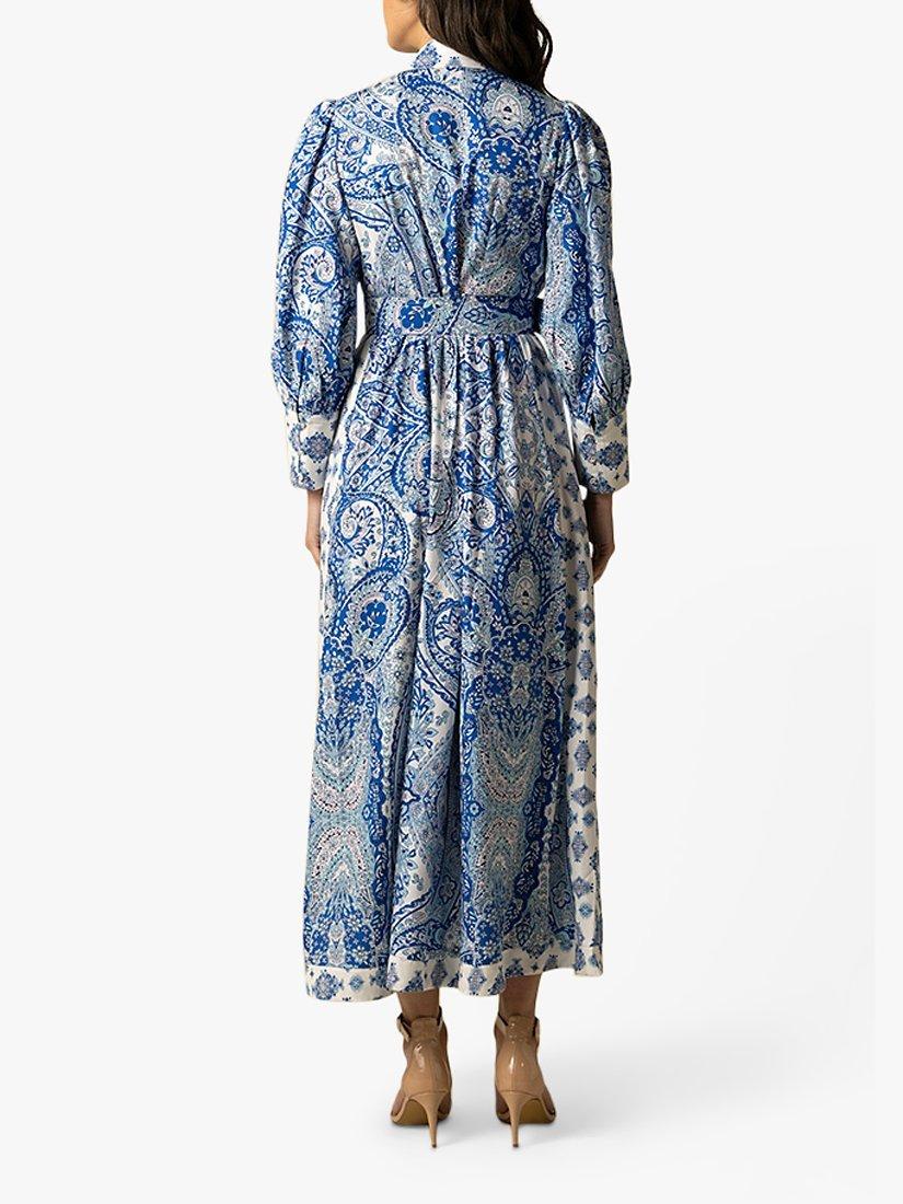 Product image 3 of 3, which shows Raishma Maya Cotton Floral Midi Dress, Blue, 8
