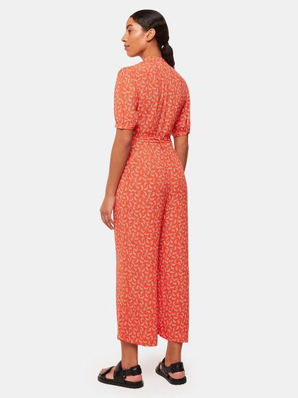 Whistles Micro Floral Print Jumpsuit, Red/Multi - view 2, Red/Multi