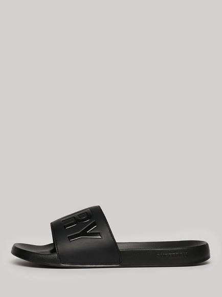 Superdry Vegan Core Logo Pool Sliders, Black