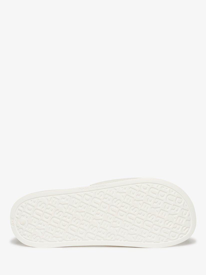 Product image 7 of 9, which shows Superdry Vegan Core Logo Pool Sliders, Optic/Black, 6-7