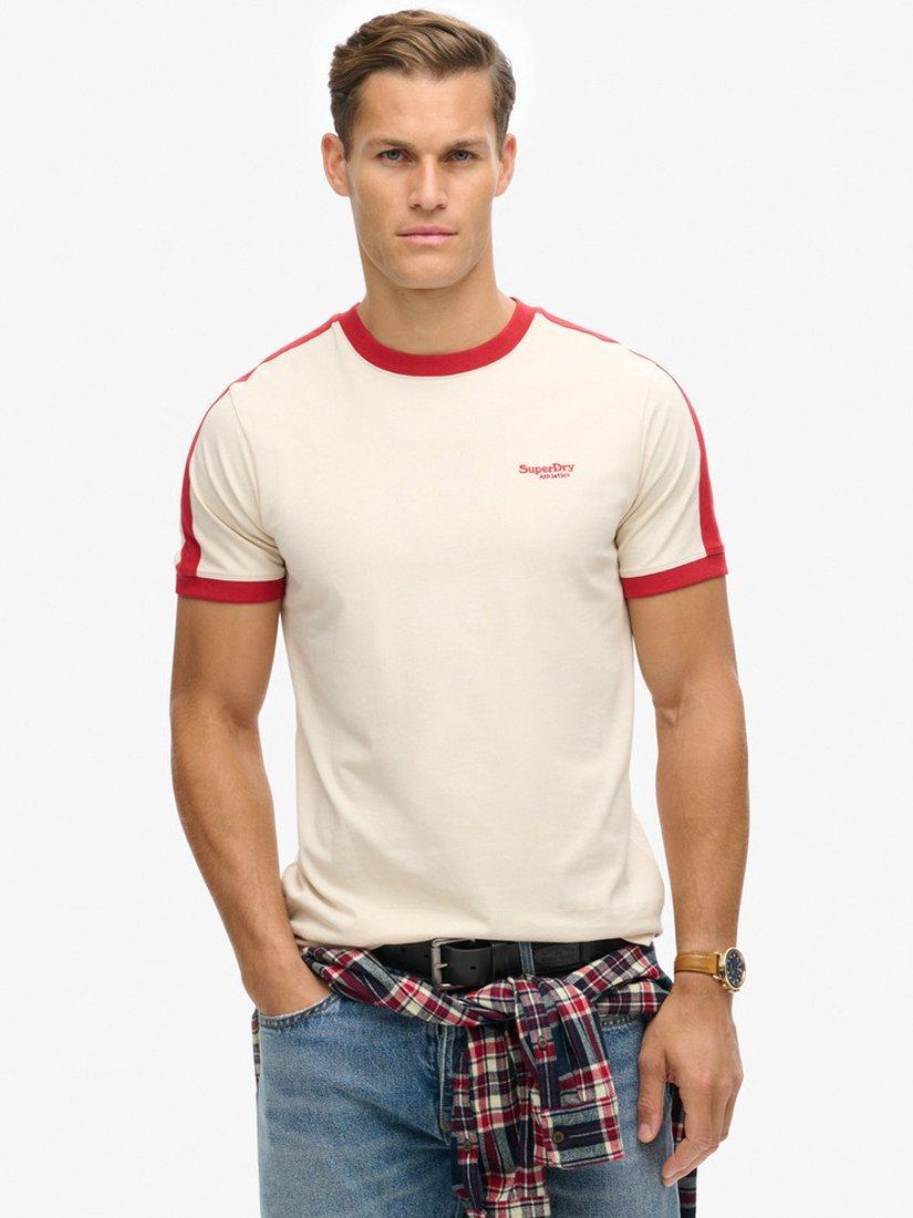 Superdry Essential Logo Retro T-Shirt, Oatmeal/Chilli Red