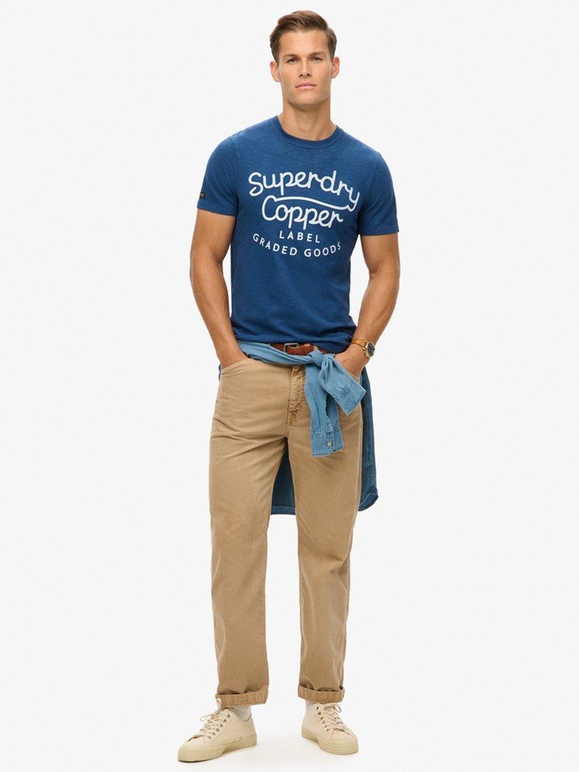Product image 3 of 5, which shows Superdry Copper Label Script T-Shirt, Pilot Mid Blue Slub, S