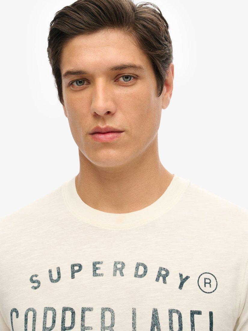 Superdry Label Workwear T-Shirt, Cream Slub, L