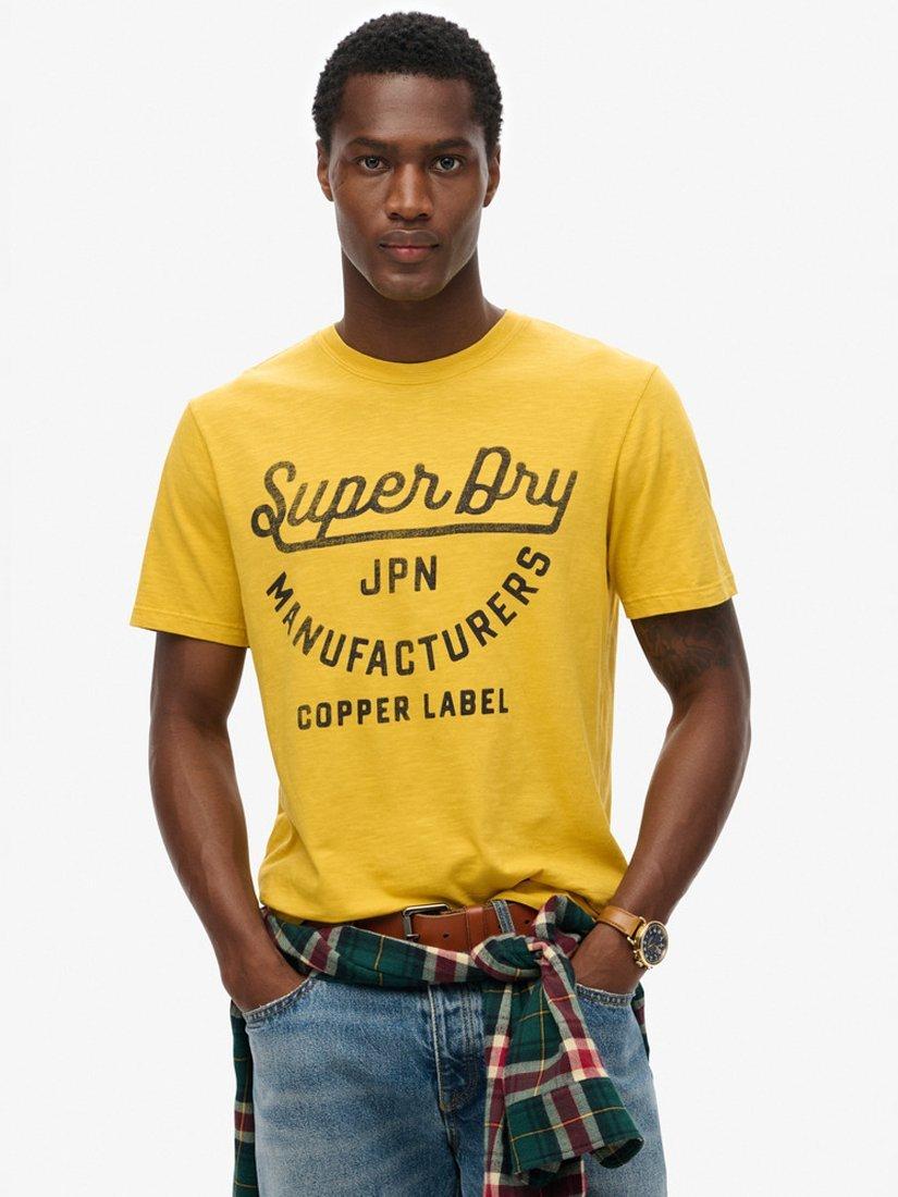 Product image 1 of 5, which shows Superdry Copper Label Script T-Shirt, Pigment Yellow Slub, S