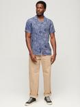 Superdry Open Collar Floral Print Linen Shirt, Chrysanth Optic