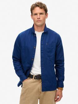 Superdry The Merchant Store Linen Blend Overshirt, Supermarine Navy, Supermarine Navy